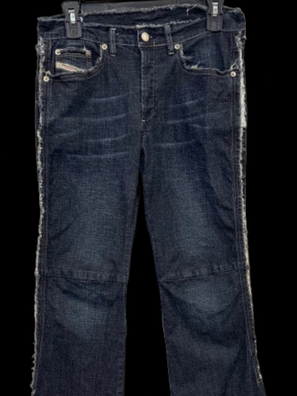 Vintage Y2K Diesel Industry "Daze"Dark Wash Low Rise Distressed Button Fly Sz 30